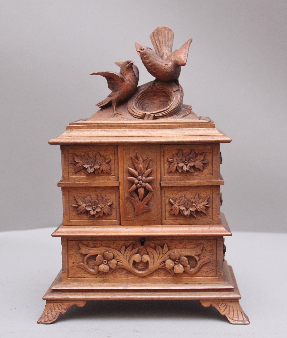 A lovely quality and intricate 19th Century black forest jewellery box View II