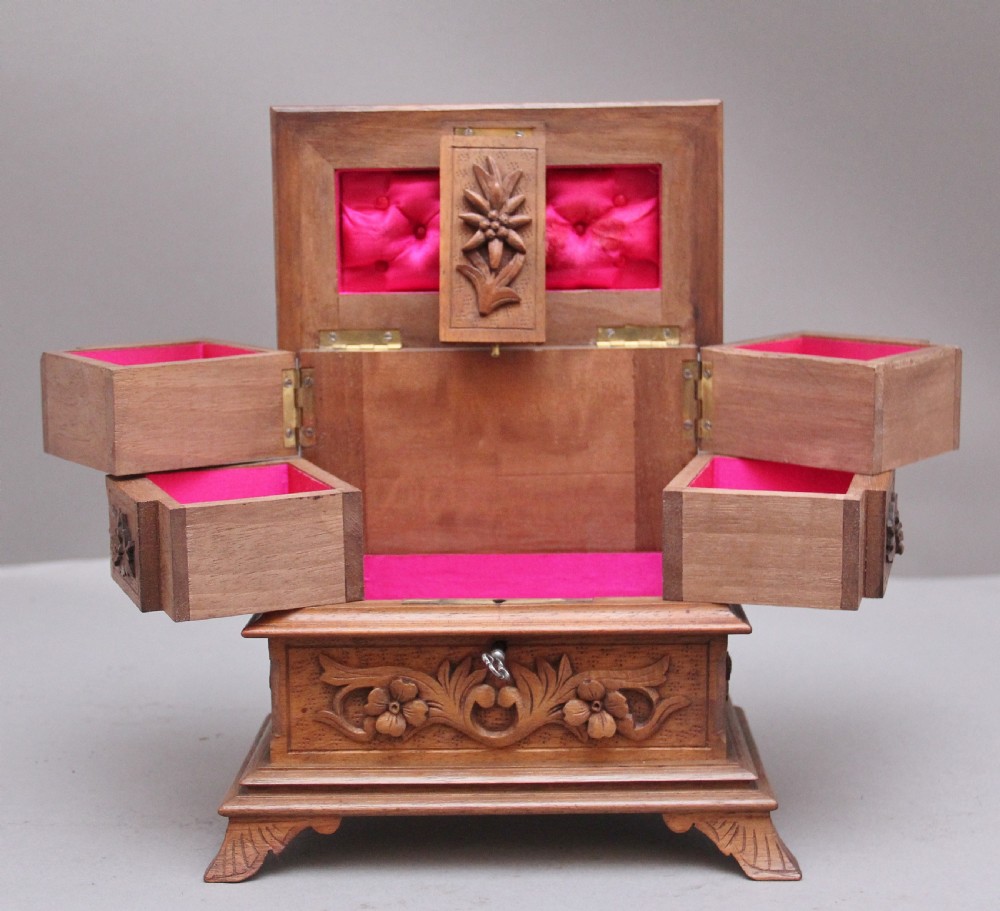 A lovely quality and intricate 19th Century black forest jewellery box View III