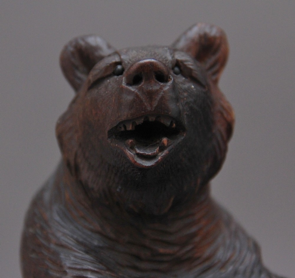 A set of three 19th Century black forest carvings of bears in different poses View VII