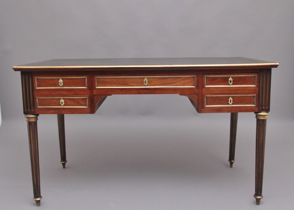 19th Century French mahogany and brass inlaid directoire writing desk