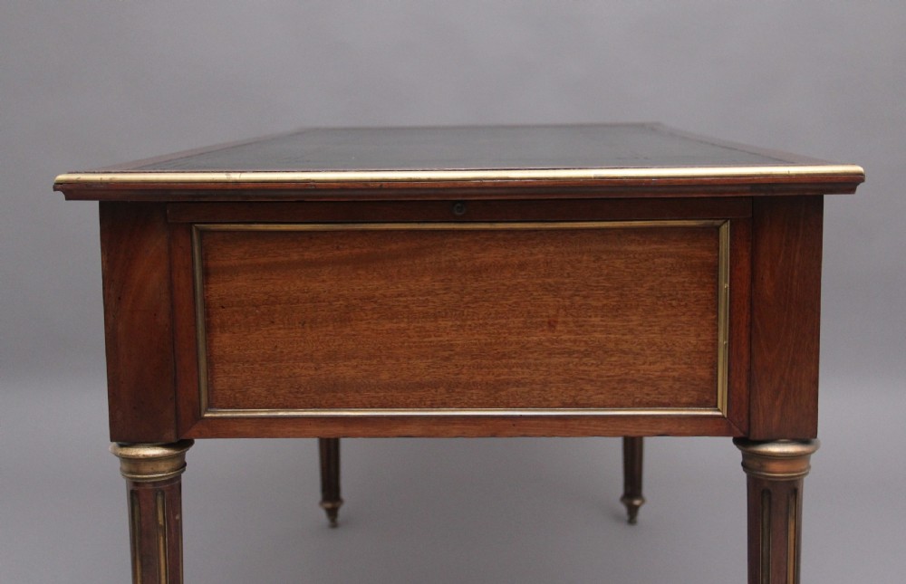 19th Century French mahogany and brass inlaid directoire writing desk View VI