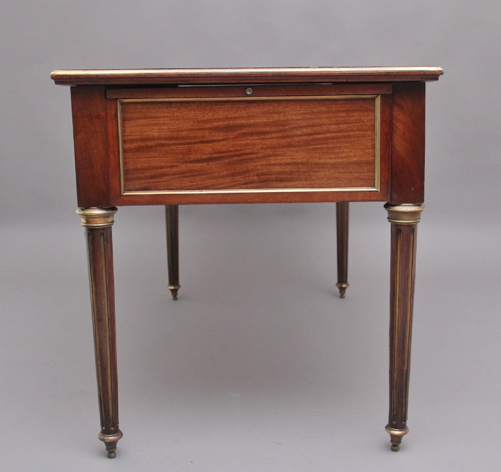 19th Century French mahogany and brass inlaid directoire writing desk View VIII