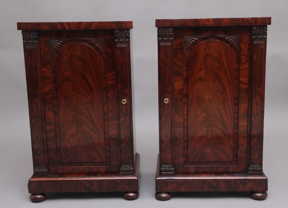 A pair of 19th Century flame mahogany bedside cabinets View II