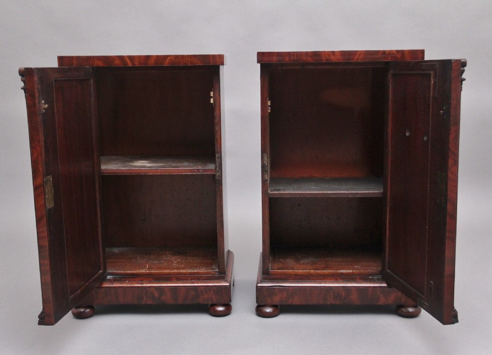 A pair of 19th Century flame mahogany bedside cabinets View III