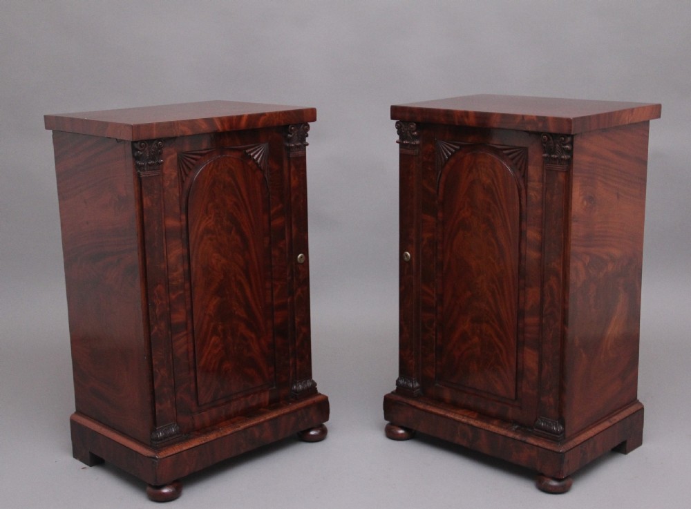 A pair of 19th Century flame mahogany bedside cabinets View IX