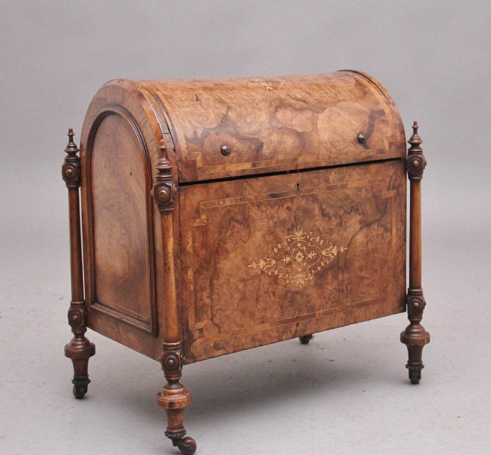19th Century burr walnut and marquetry cellarette