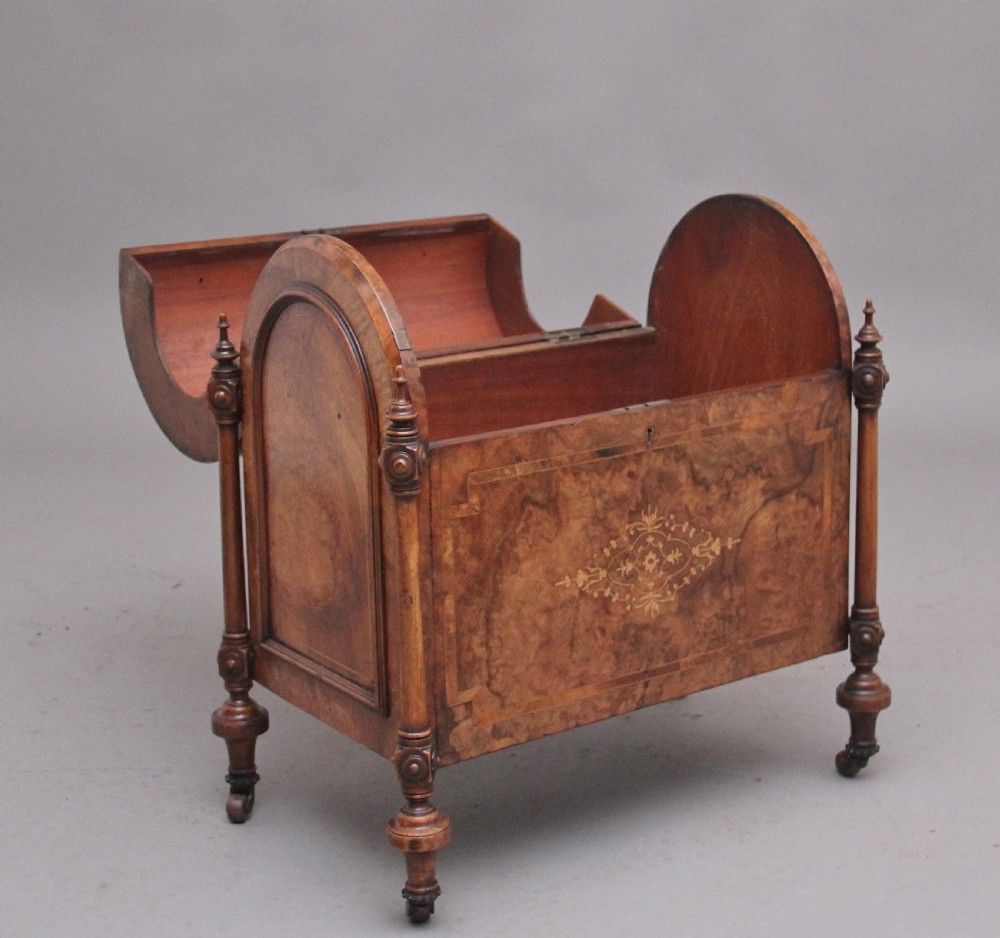 19th Century burr walnut and marquetry cellarette View II