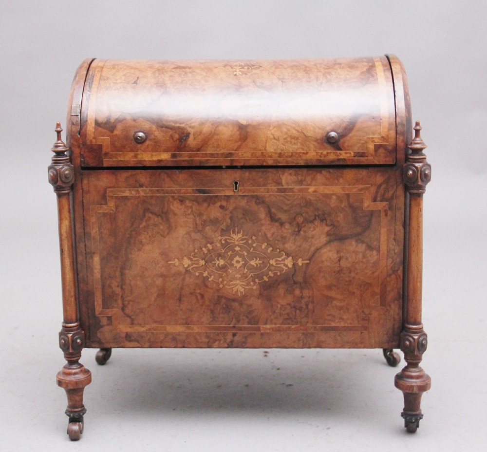 19th Century burr walnut and marquetry cellarette View III