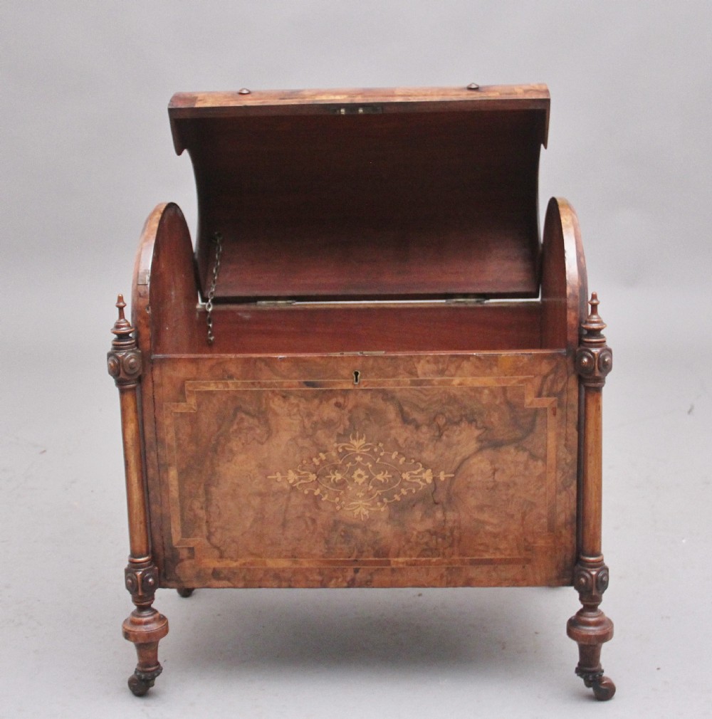 19th Century burr walnut and marquetry cellarette View IV
