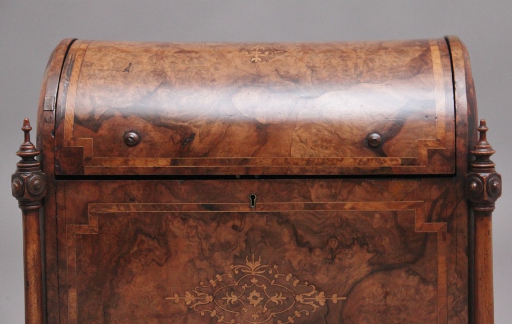 19th Century burr walnut and marquetry cellarette View IX