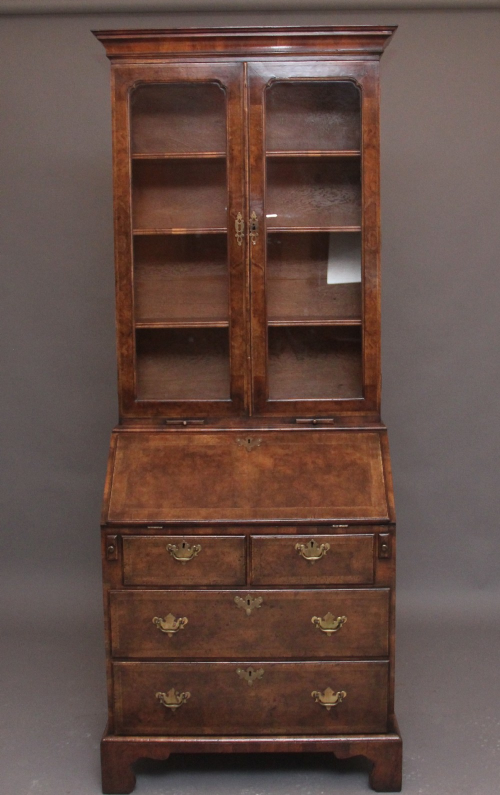 Early 20th Century walnut bureau bookcase