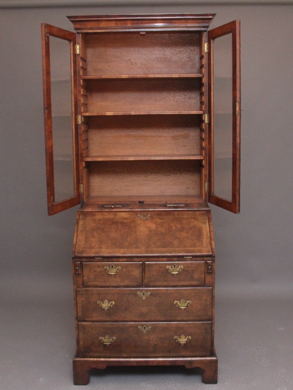 Early 20th Century walnut bureau bookcase View II