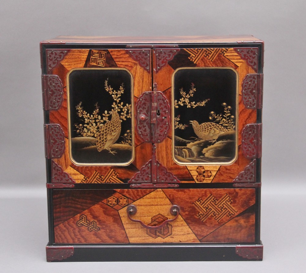 19th Century Japanese parquetry table cabinet 