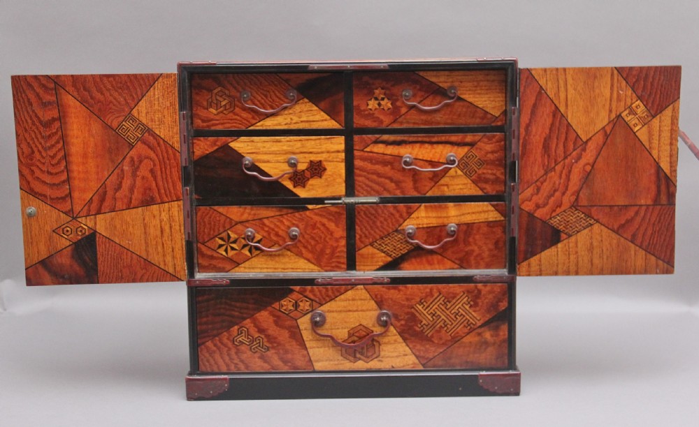 19th Century Japanese parquetry table cabinet  View II