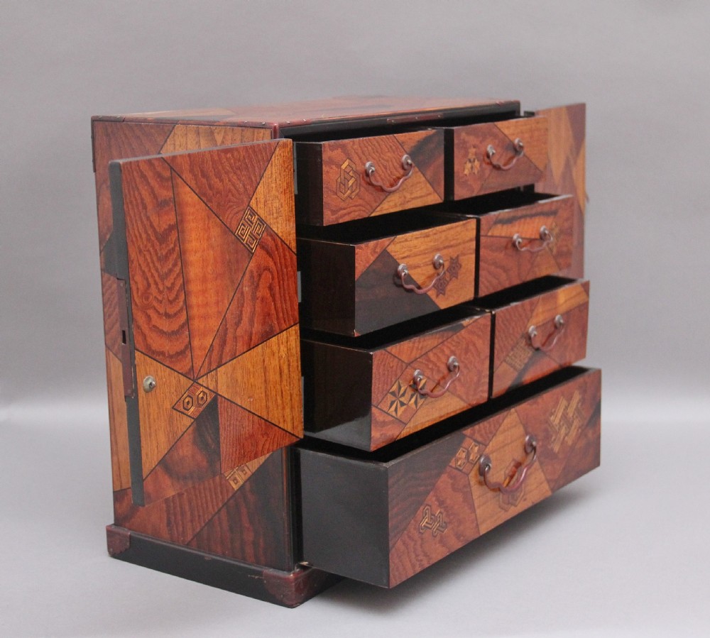 19th Century Japanese parquetry table cabinet  View XVI