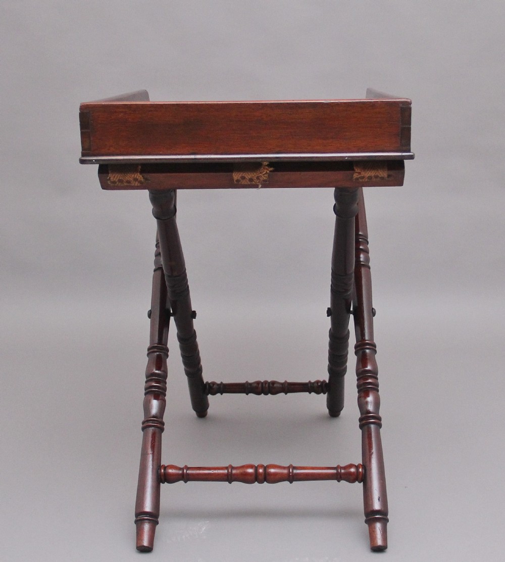 A lovely quality early 19th Century mahogany butlers tray on stand View III