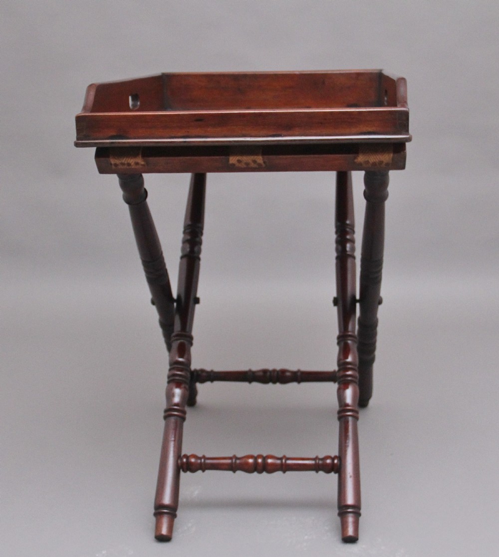 A lovely quality early 19th Century mahogany butlers tray on stand View VI