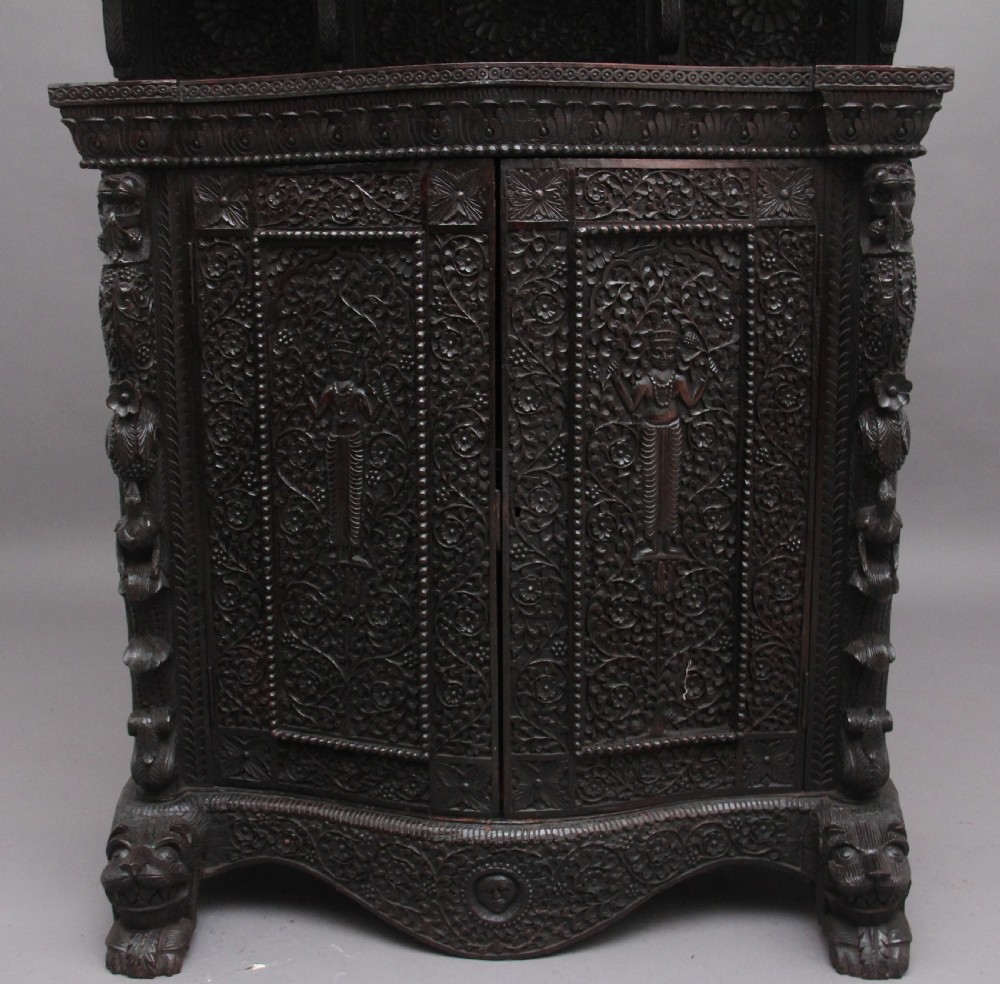 19th Century carved Anglo - Indian cabinet View VIII