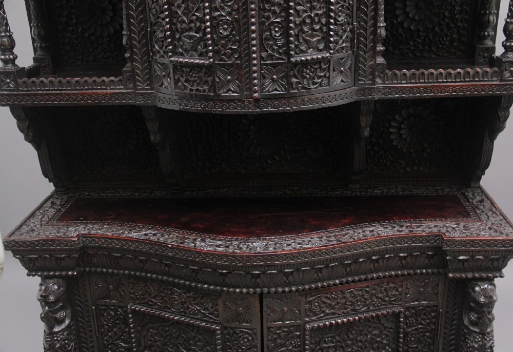 19th Century carved Anglo - Indian cabinet View X