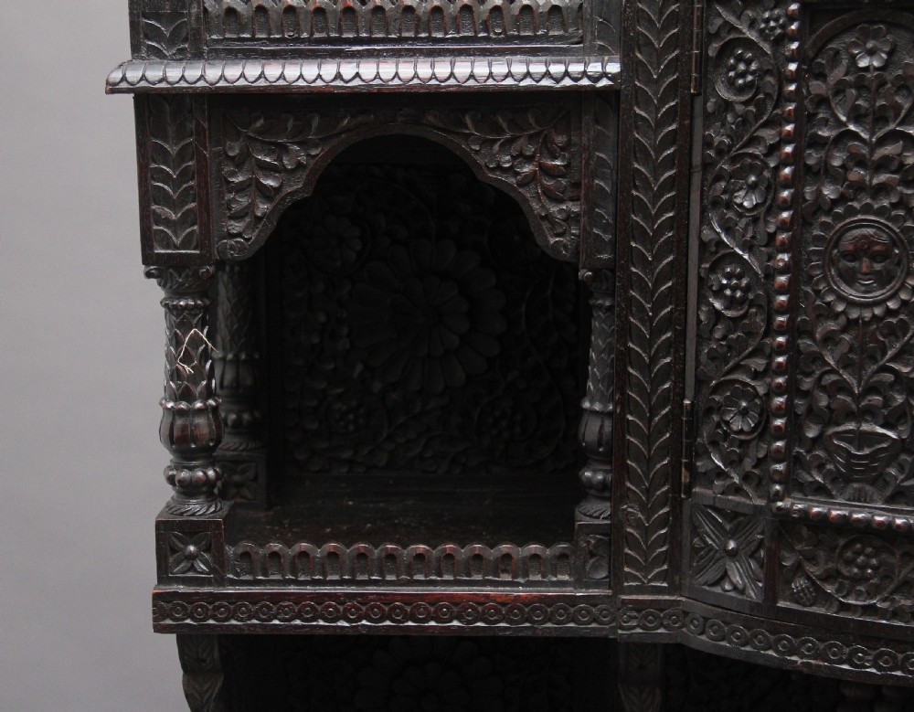 19th Century carved Anglo - Indian cabinet View XII