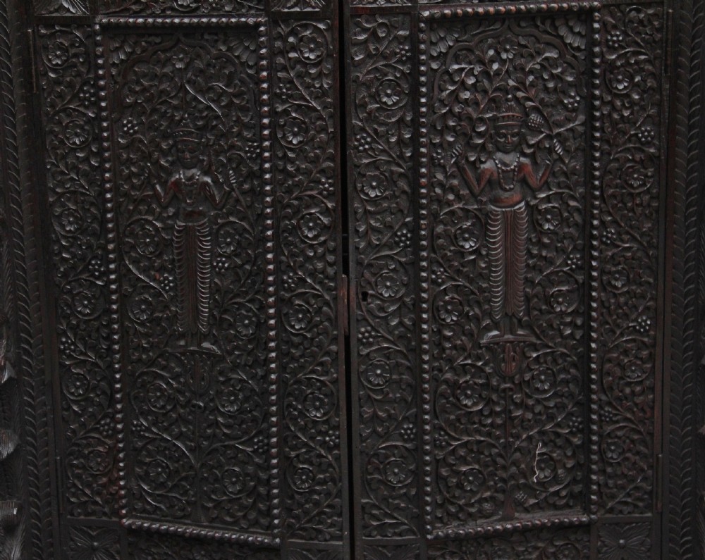 19th Century carved Anglo - Indian cabinet View XIV