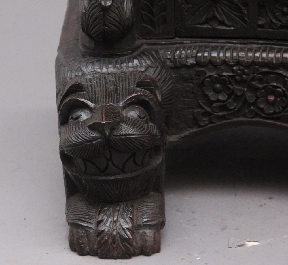 19th Century carved Anglo - Indian cabinet View XV