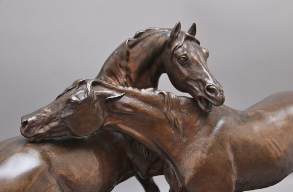 Large 19thc Bronze sculpture L'accolade by Pierre-Jules Mene View IV