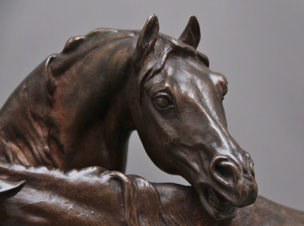 Large 19thc Bronze sculpture L'accolade by Pierre-Jules Mene View V