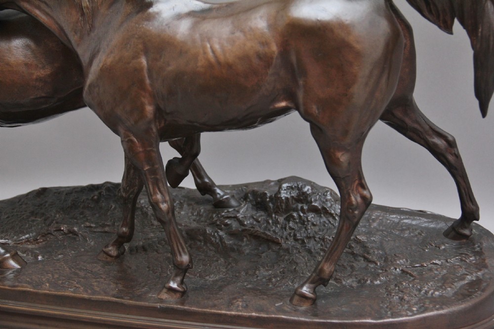 Large 19thc Bronze sculpture L'accolade by Pierre-Jules Mene View VII
