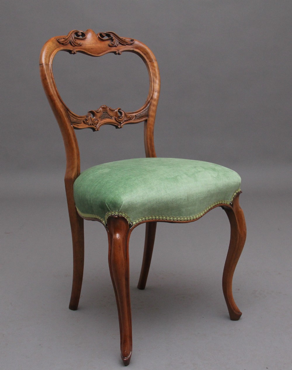 Set of six 19th Century walnut dining chairs View III
