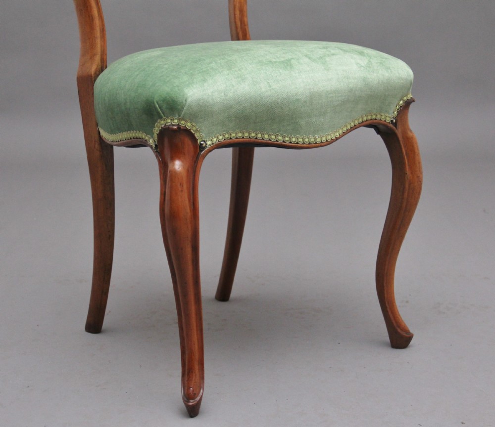 Set of six 19th Century walnut dining chairs View X