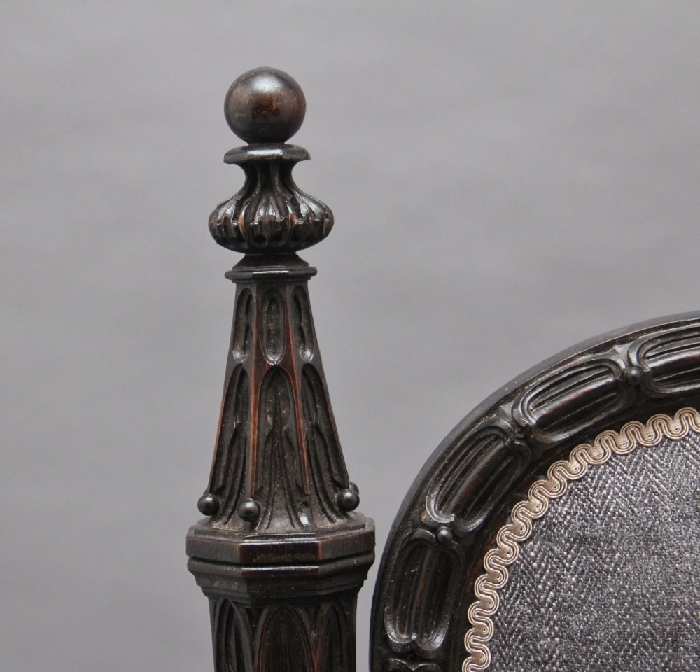 Superb quality 19th Century carved Gothic style armchair View VIII