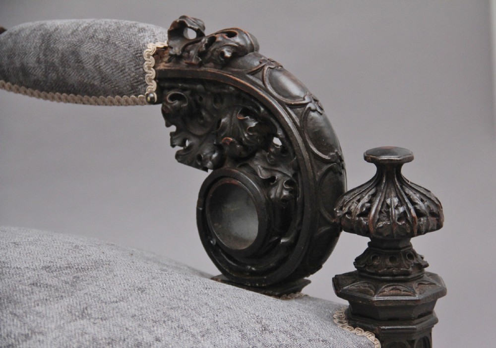 Superb quality 19th Century carved Gothic style armchair View XIII