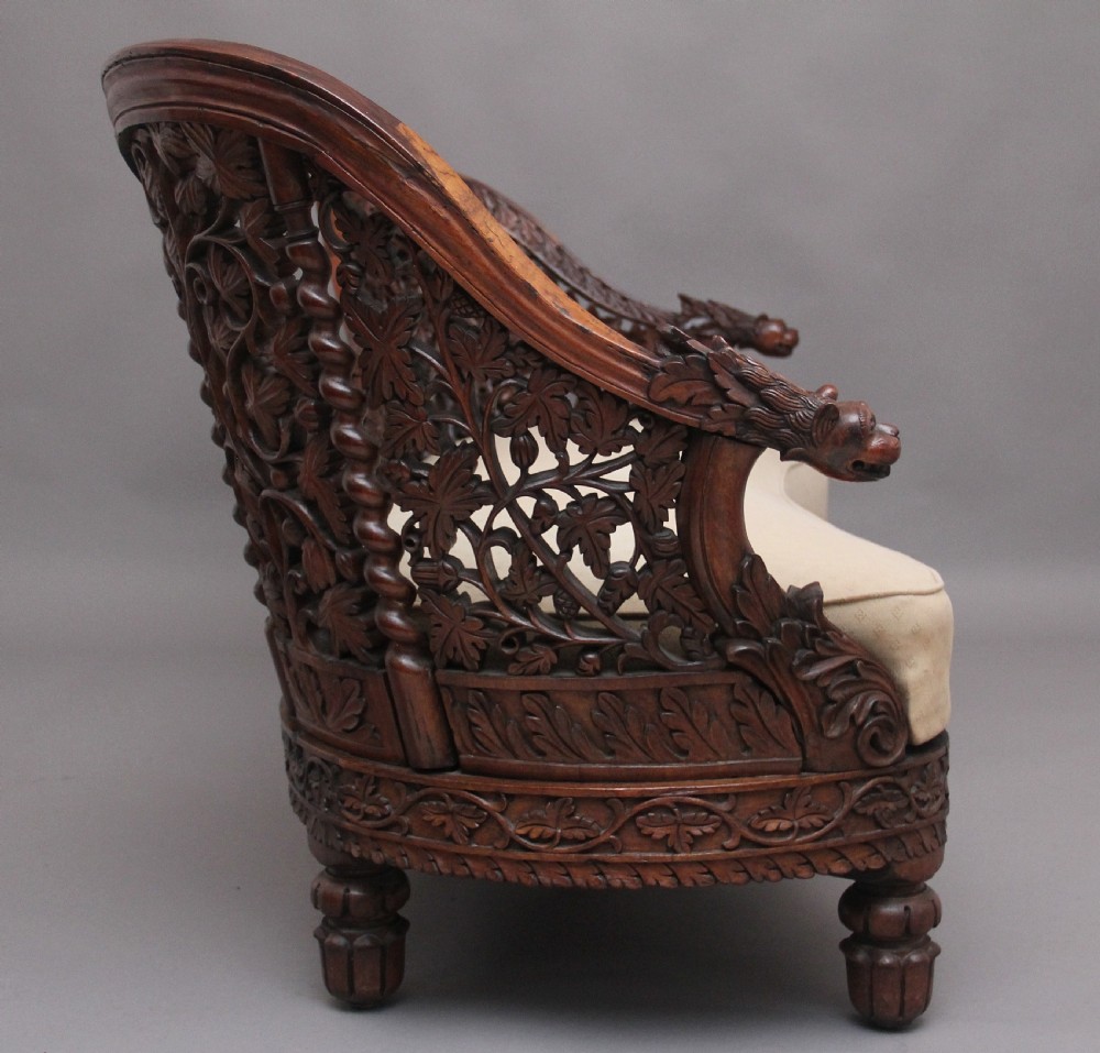 A superb quality 19th Century Anglo-Indian carved sofa View III