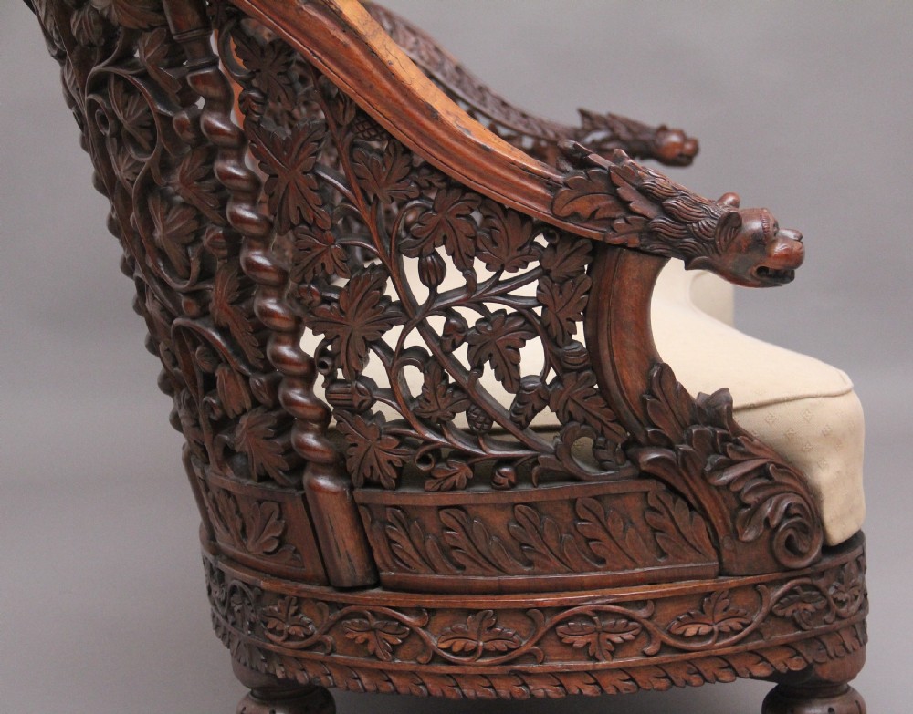 A superb quality 19th Century Anglo-Indian carved sofa View IV