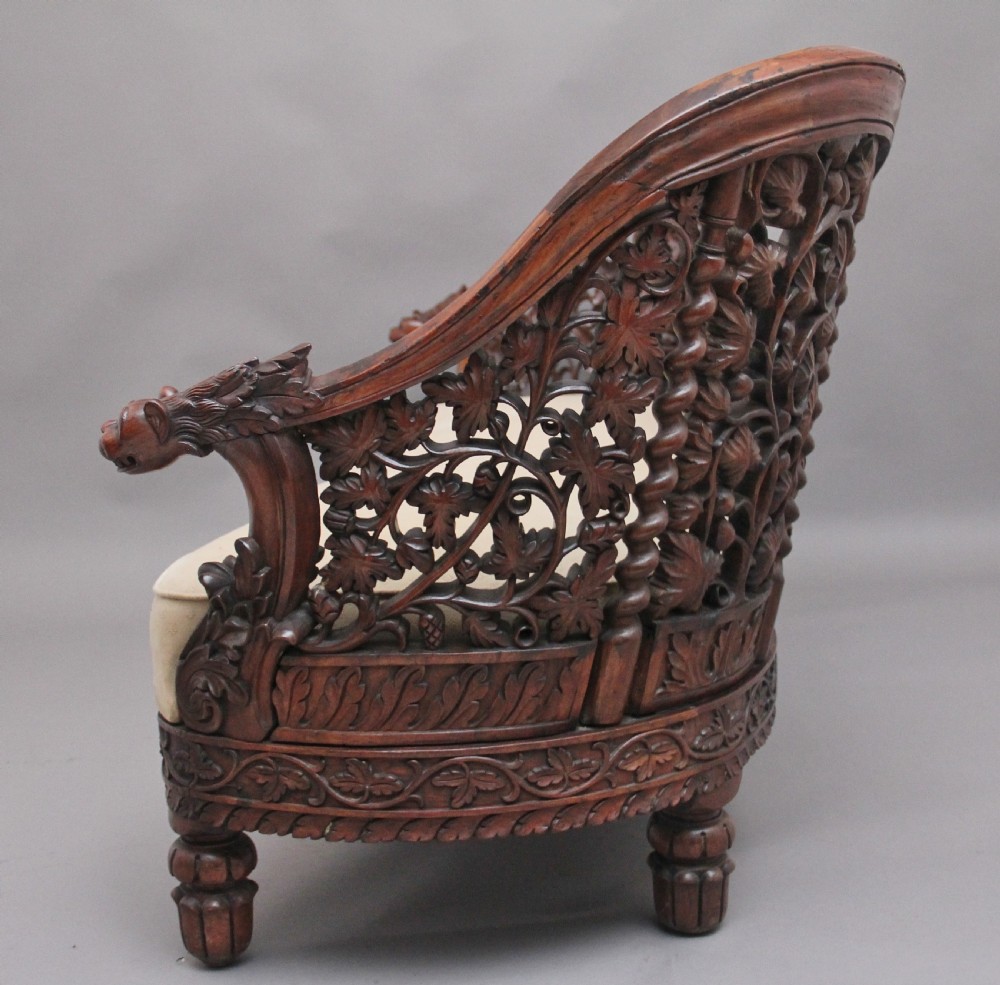 A superb quality 19th Century Anglo-Indian carved sofa View VI
