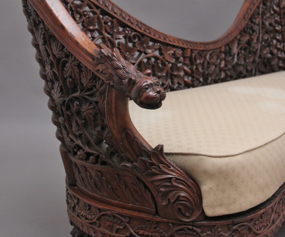A superb quality 19th Century Anglo-Indian carved sofa View X