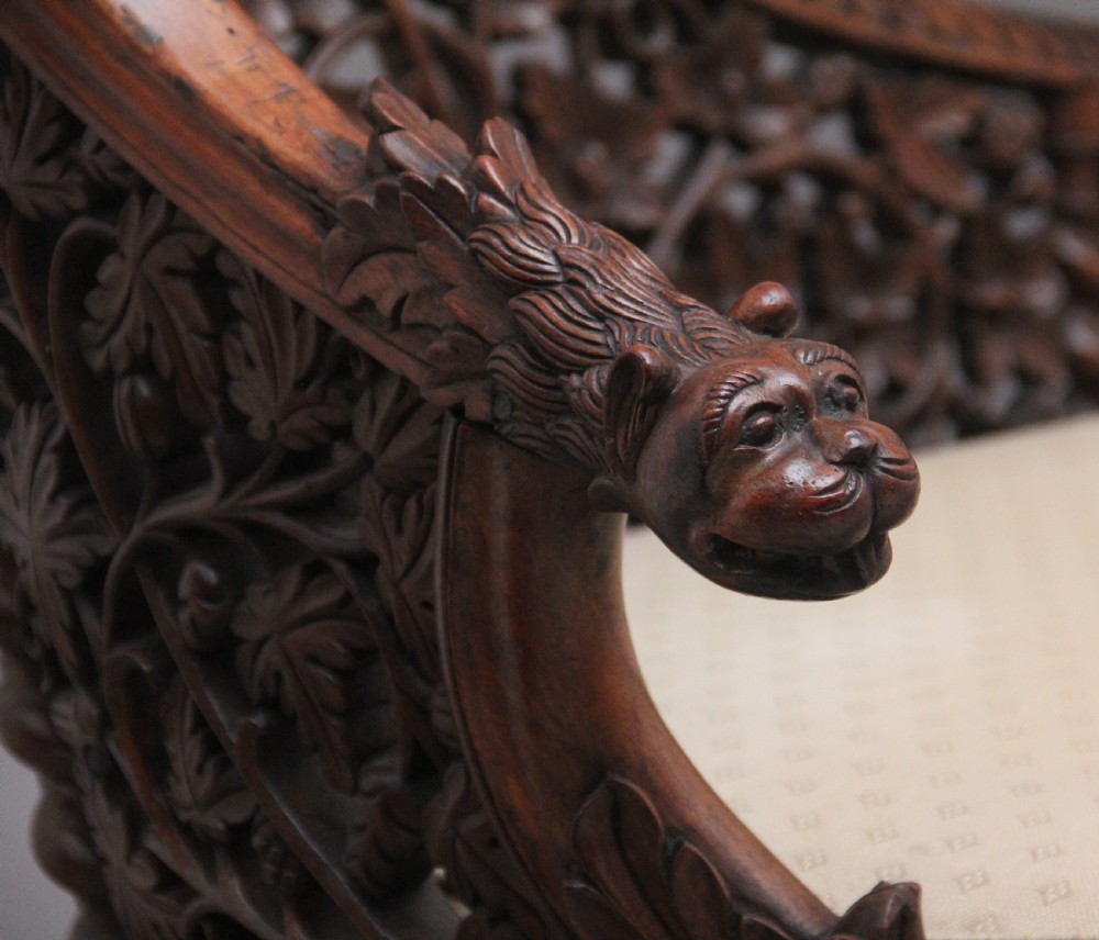 A superb quality 19th Century Anglo-Indian carved sofa View XII