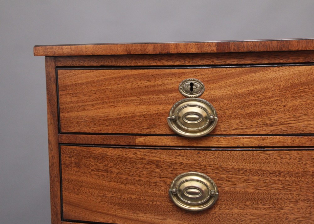 Quality Early 19th Century tall mahogany  bowfront chest of drawers View II