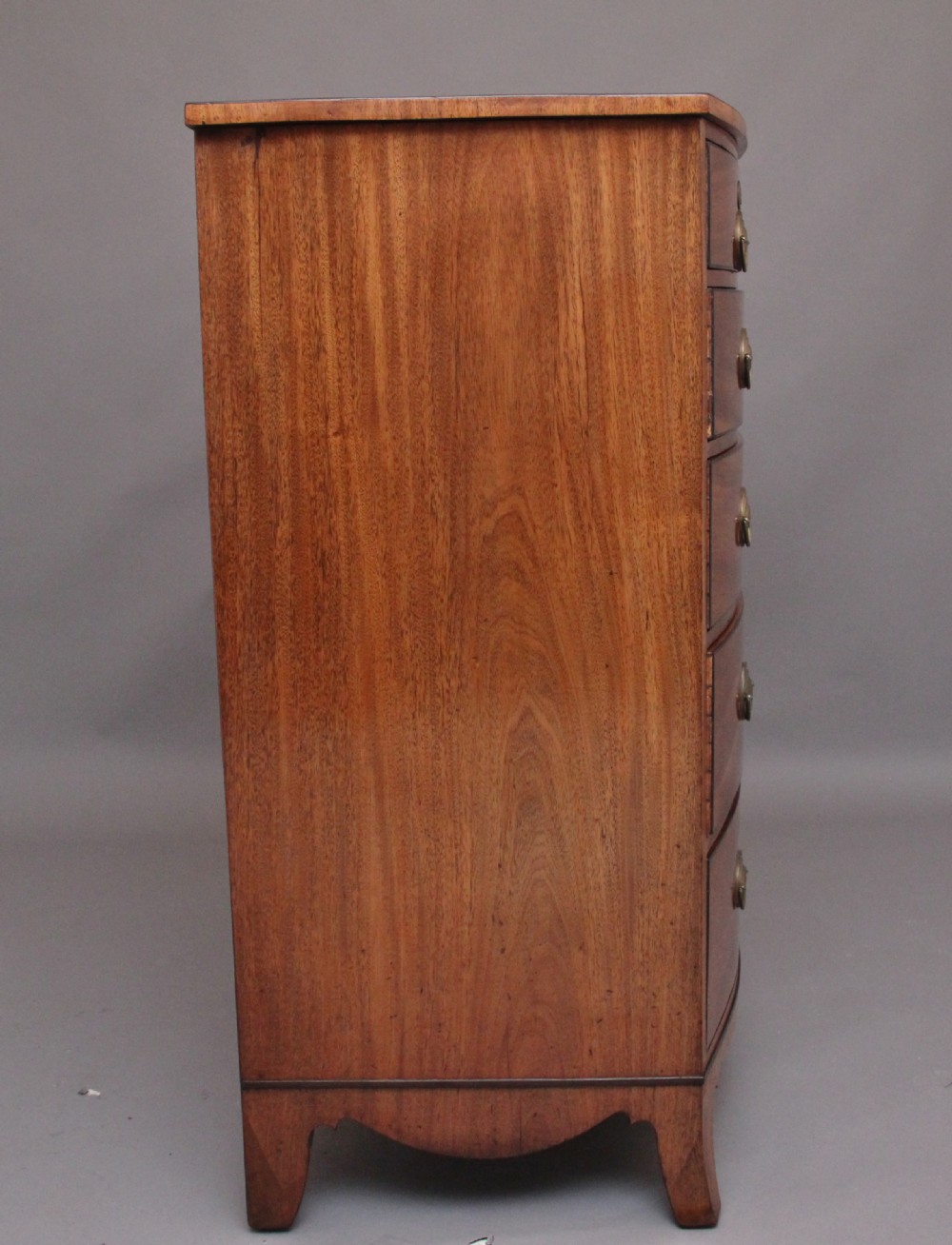 Quality Early 19th Century tall mahogany  bowfront chest of drawers View IV