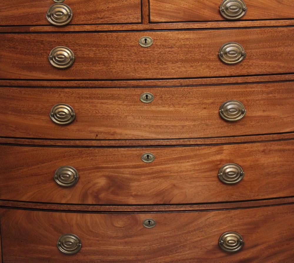 Quality Early 19th Century tall mahogany  bowfront chest of drawers View X