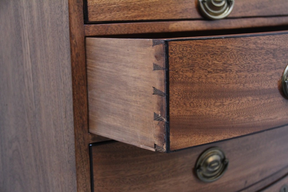 Quality Early 19th Century tall mahogany  bowfront chest of drawers View XI