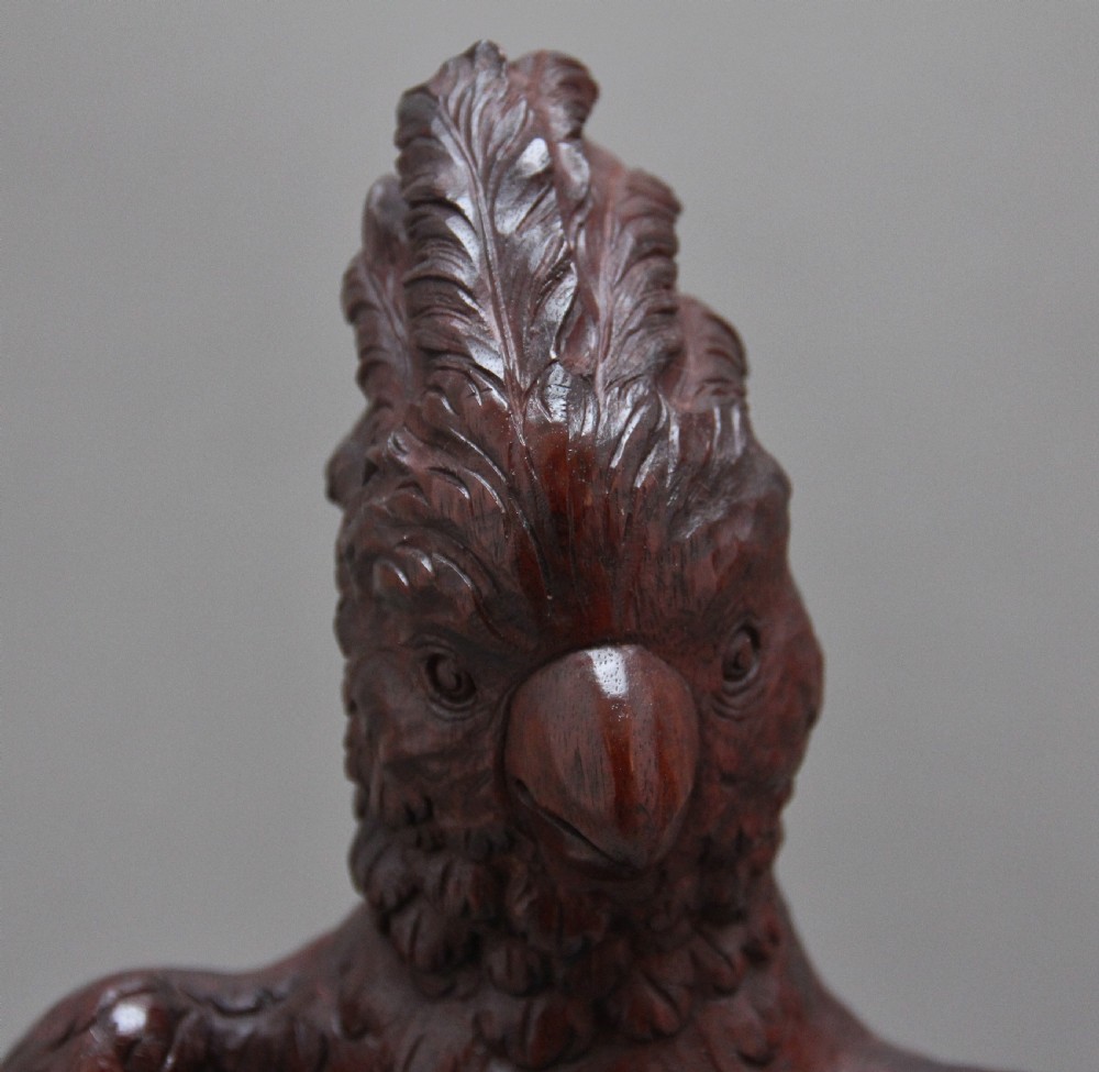A pair of decorative 19th Century carved walnut parakeets  View XII