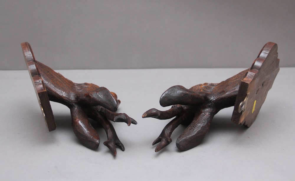 A pair of decorative 19th Century carved walnut black forest deer heads View VII