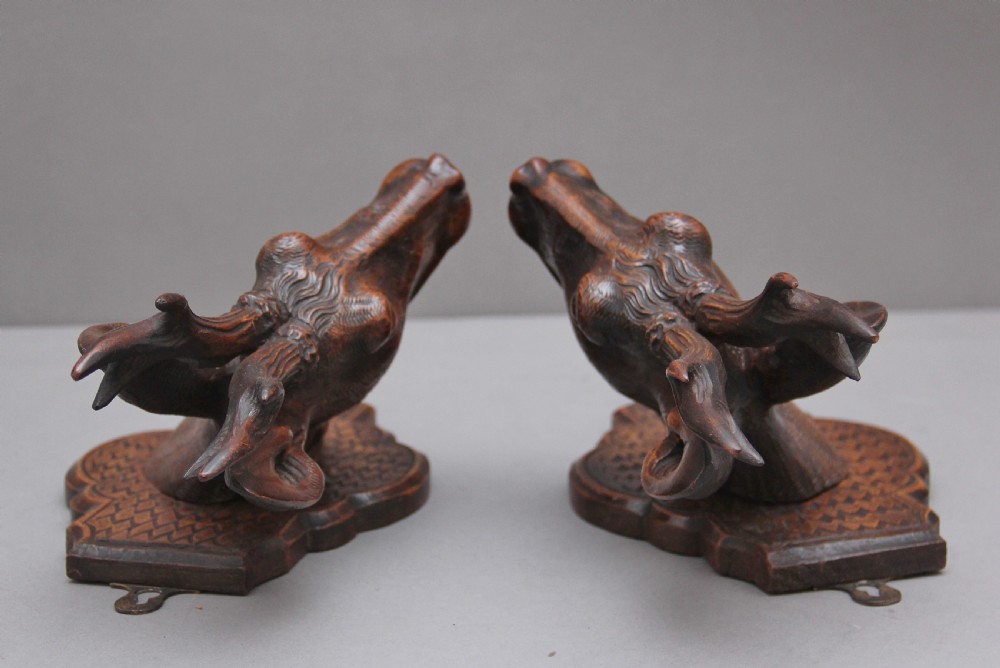 A pair of decorative 19th Century carved walnut black forest deer heads View VIII