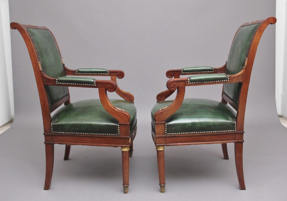 Pair 19th Century French mahogany armchairs View III