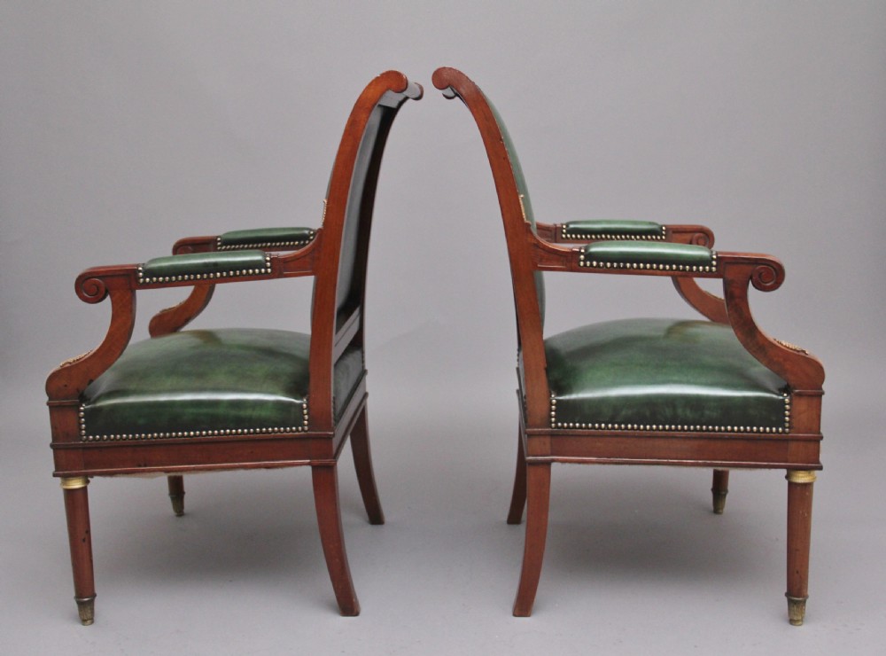 Pair 19th Century French mahogany armchairs View V