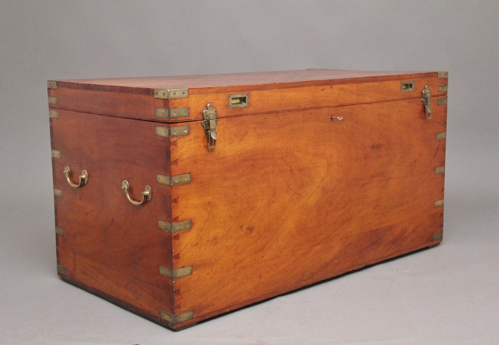 large 19th Century camphor wood military trunk 