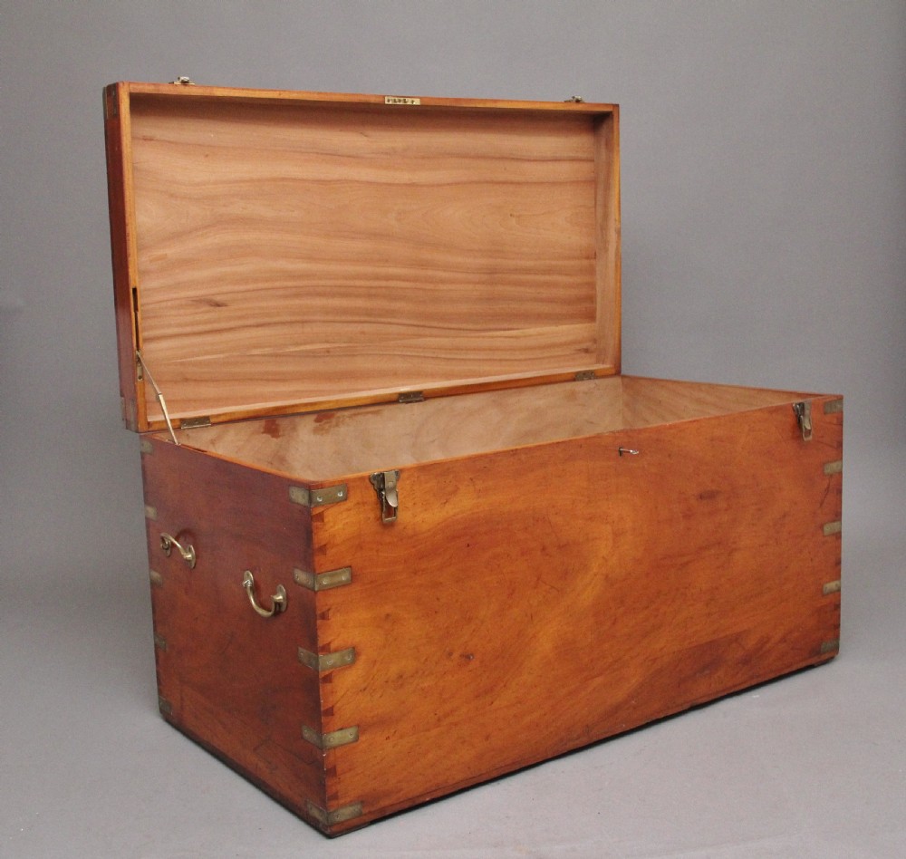 large 19th Century camphor wood military trunk  View II