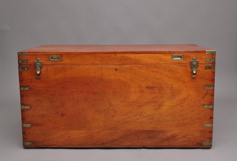 large 19th Century camphor wood military trunk  View III